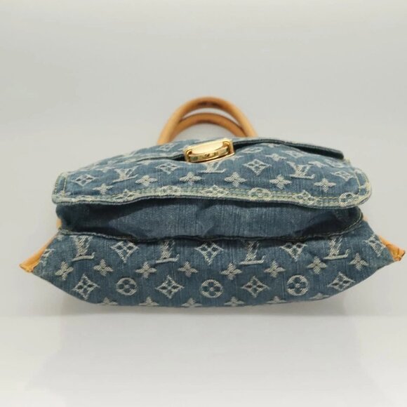 LOUIS VUITTON Monogram Denim Flat Shopper Tote Bag Blue LV Auth - Picture 6 of 16